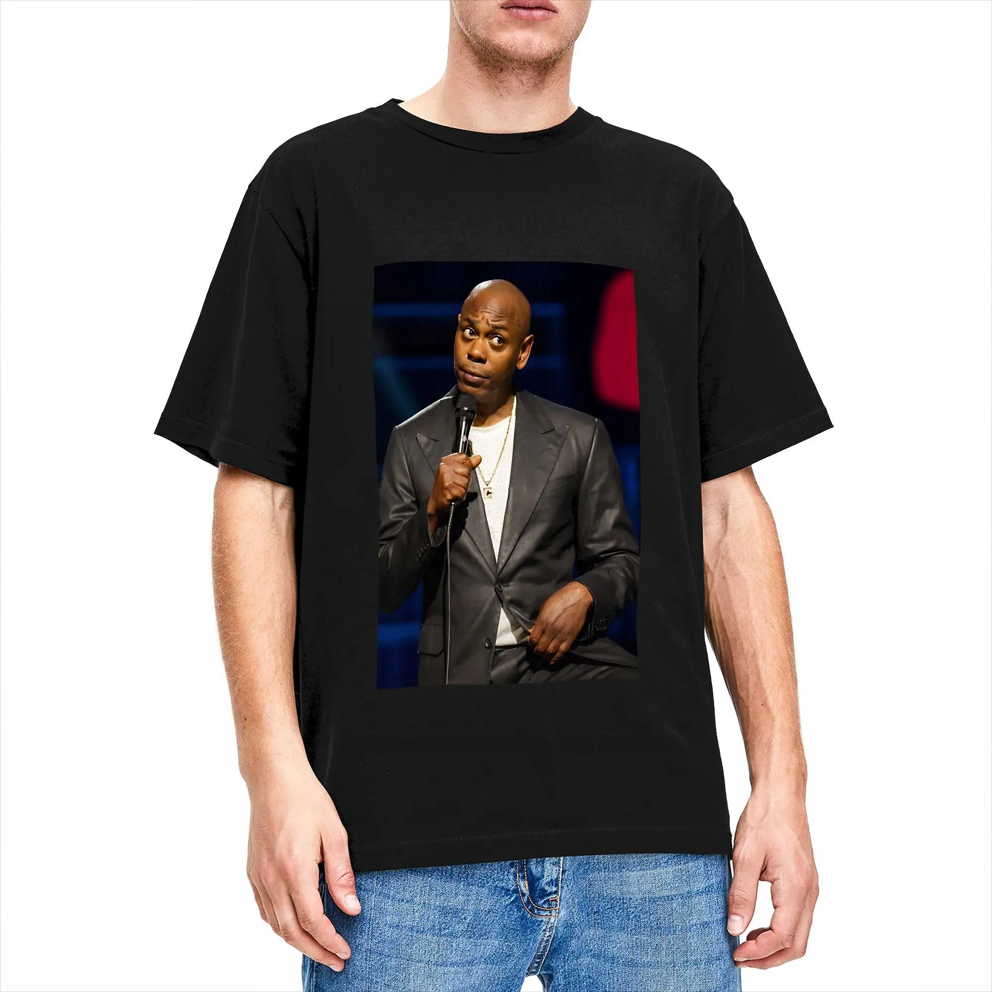 Men's T-Shirt Dave Chappelle on Stage Novelty Pure Cotton Tee Shirt Short Sleeve  T Shirts Round Collar Clothes Big Size