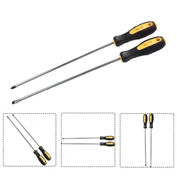 1/2pcs Extended Screwdriver Long Slotted Cross Screwdriver With Rubber Handle Multi-purpose Magnetic Screwdriver Repairing Tool