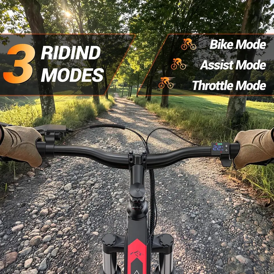 20''/26'' Electric Bike with Removable Battery Power for 30-40Miles Range, 19 MPH Top Speed, 3 Riding Modes Front Suspension Commuter Electric Bicycle image 5