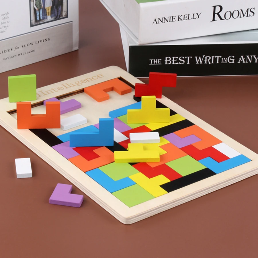 Wooden Tetris Variety Block Intellectual Building Wooden Jigsaw Puzzle Game Puzzle Puzzle Toy