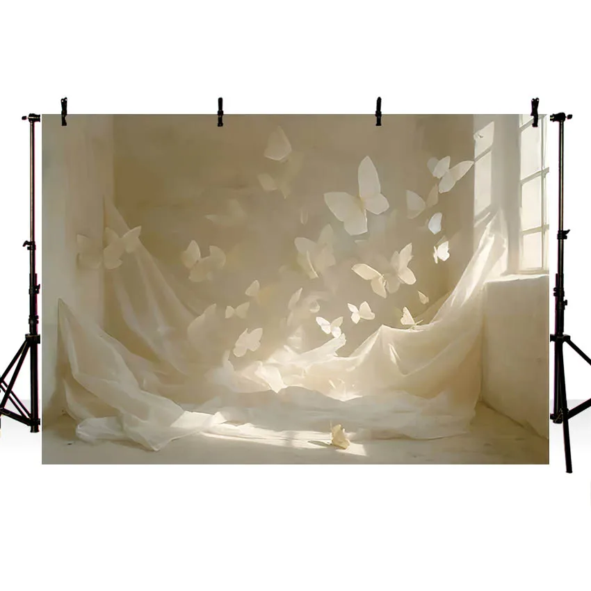 Mehofond Photography Background Dreamy Girl Birthday Decor Butterfly Curtain Window Photo Backdrop Gradient Wall Photoshooting