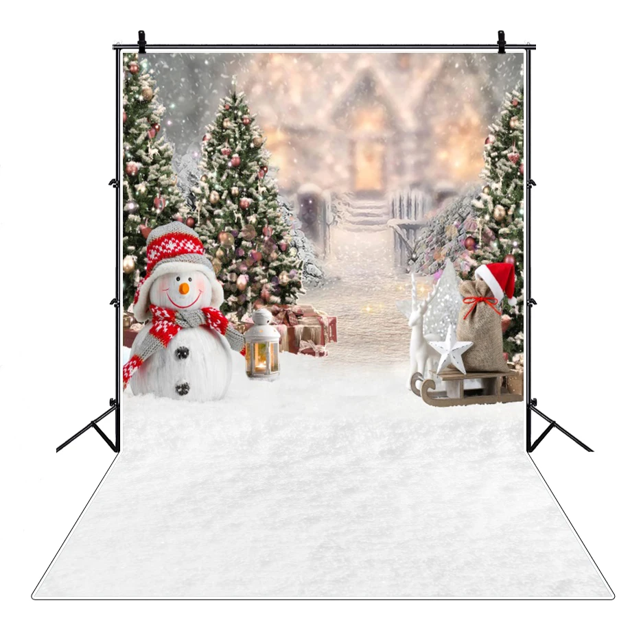 Winter Christmas Tree Gray Background  for Photography Candle Festival Fireplace Wood Floor Xmas Family Shoot Kid Photo Backdrop