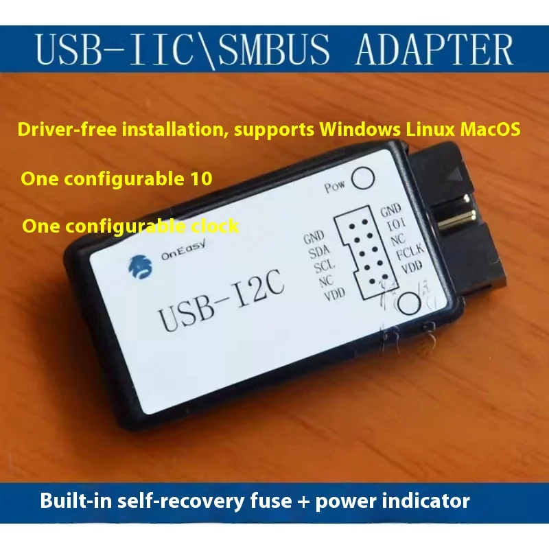 USB to I2C IIC SMBus adapter board, driver free installation, with power indicator light