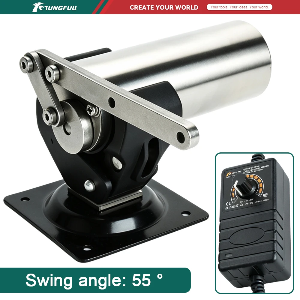 TUNGFULL DC 24V Mini Reciprocating Swing Motor DIY Design Automatic Wobbler Machine Swing Angle 55° 16-32RPM With Power Supply