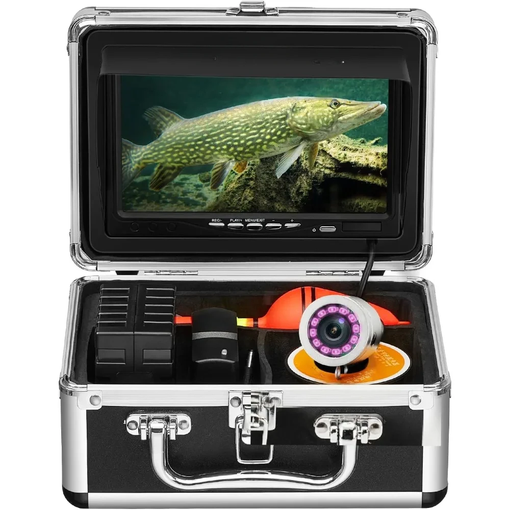 

Portable Video Fish Finder 1000TVL Waterproof Camera Underwater DVR Video Fish Cam w/ 12pcs Infrared Lights for Boat, Lake