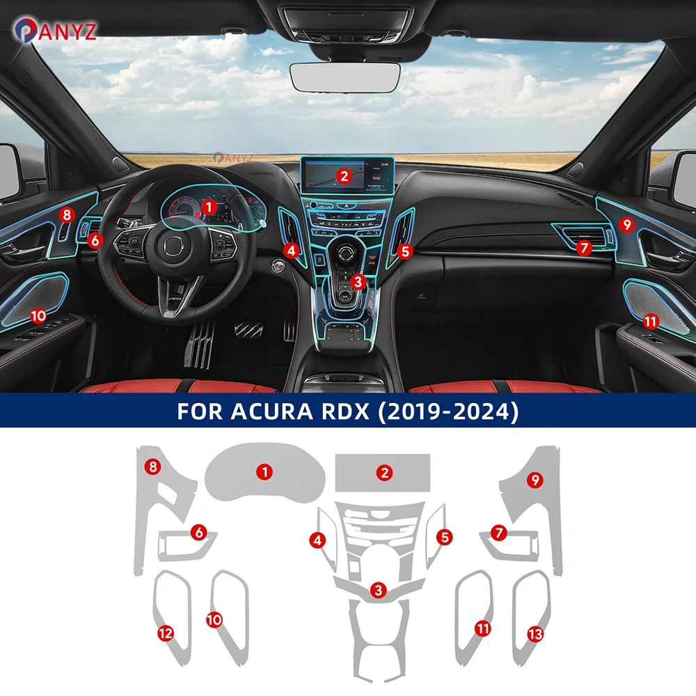 Para ACURA RDX 2019 2020 2021 2022 2023 2024 TPU película de pantalla de navegación de coche pegatina protectora de caja de cambios Interior antiarañazos