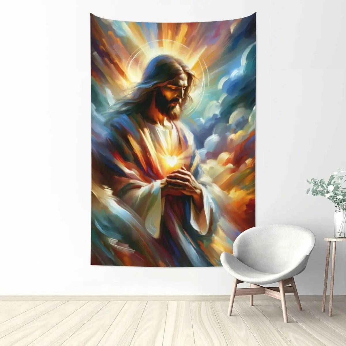 Tapisserie murale suspendue en forme de cœur divin de la compassion, jésus, sauveur, décoration chrétienne pour la maison, dortoir, fête, grand décor indépendant