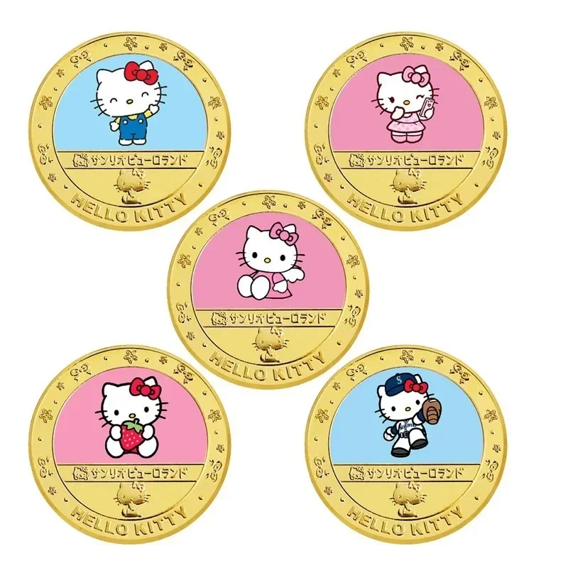 

Sanrio Hello Kitty Q Figurals Commemorative Coins Anime Action Figures Cute Toys Souvenir Coin Decoration Children Birthday Gift