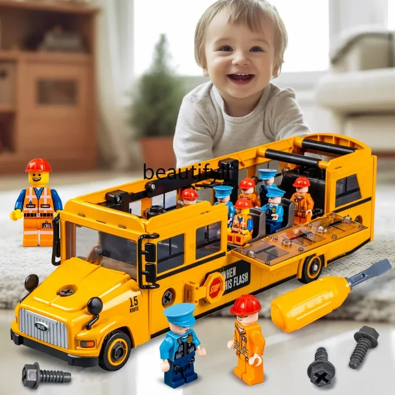 Bus scolaire Bus bébé, jouets éducatifs modèle de bus garçon à 2 portes ouvertes
