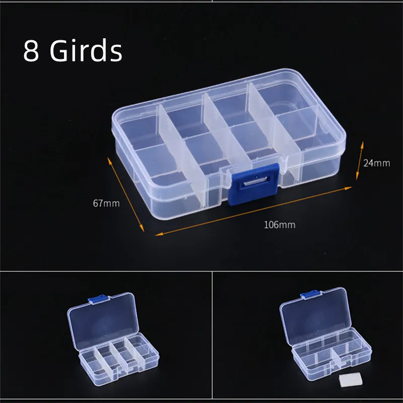 Adjustable 8-24 Grids Compartment Plastic Storage Box Jewelry Earring Bead Screw Holder Case Display Organizer Container