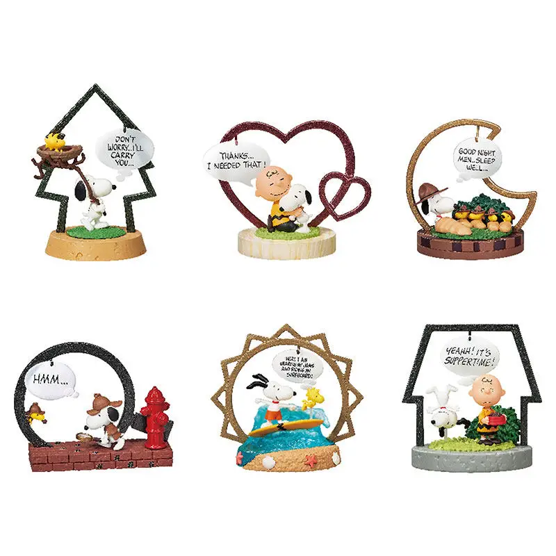 Rement Peanuts Snoopy Frame Art Collection Original Blind Box Mini Diorama Figure Retro Frame Display Model Desk Decor view 6