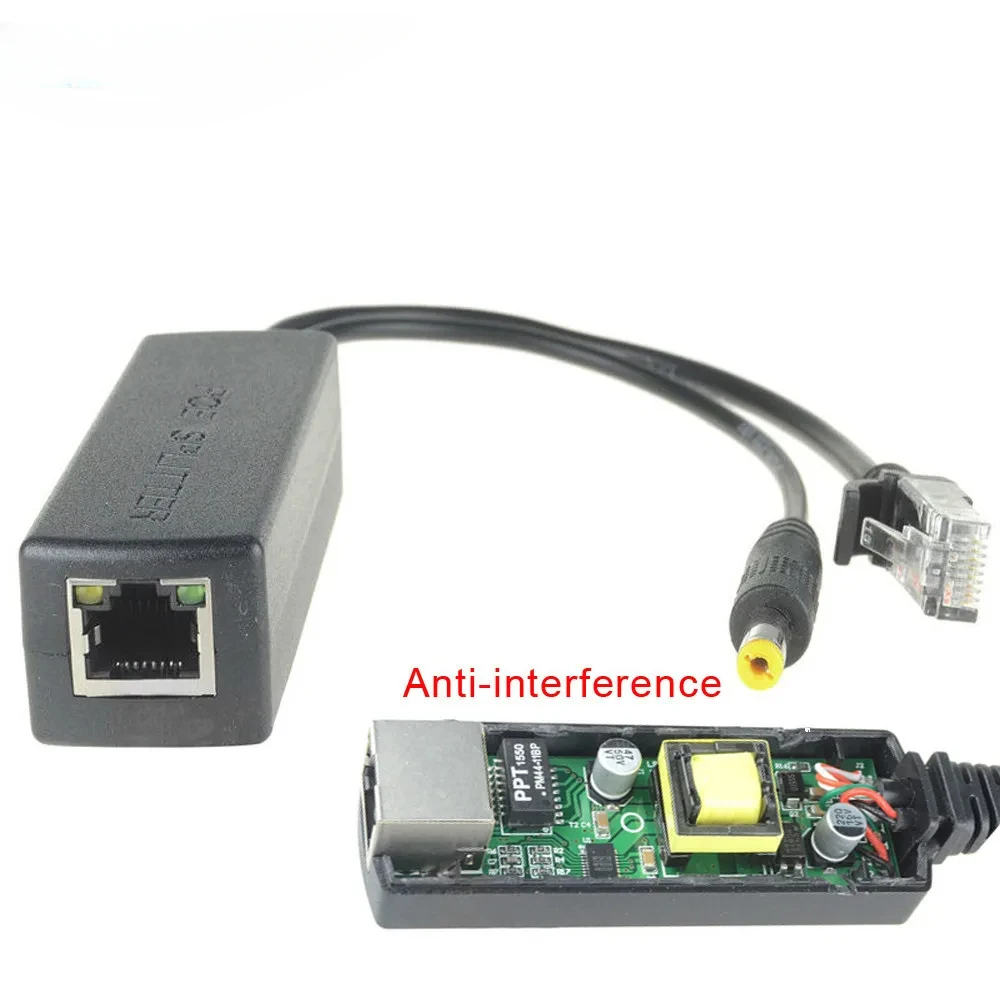 Active POE Splitter Adapter 48V to 12V 15W/24W IEEE 802.3af Compliant 10/100Mbps for Surveillance IP Camera DC5.5*2.1mm