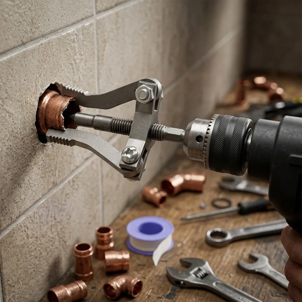 For Residential Plumbing Broken Pipe Extractor Electric Drill Adapter High-strength Alloy Steel Threaded Guide Structure