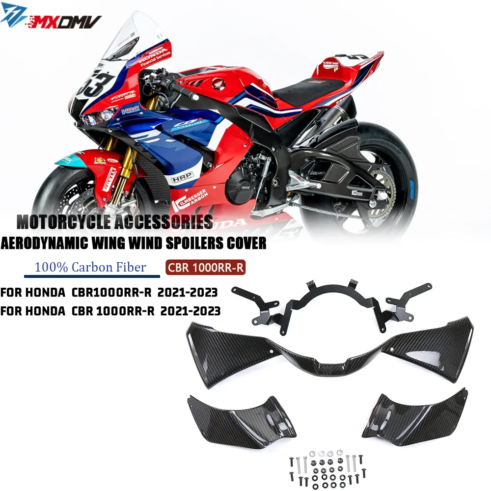 For Honda CBR1000RRR CBR1000RR-R 2021 2022 2023 Pure Carbon Fiber Aerodynamic Wing Wind Spoilers Deflector Winglets