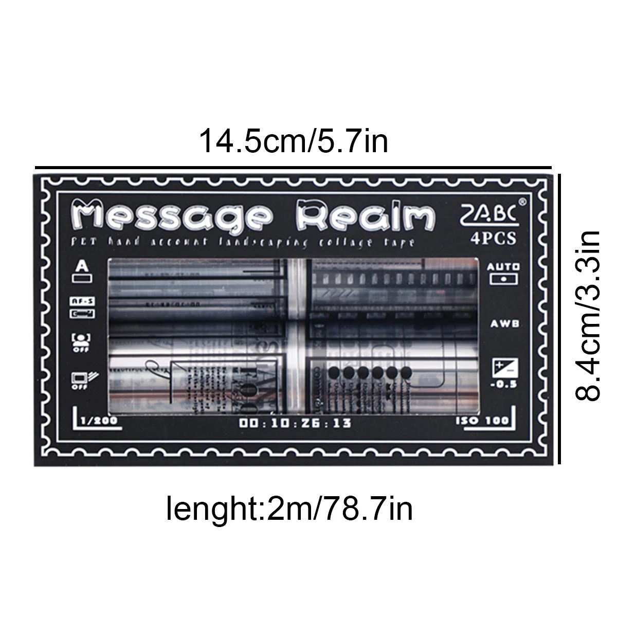 4 Rolls/Box Vintage Border Photo Decorative Stickers, Multiple Patterns, PET Transparent Material, DIY Scrapbook Album Decoratio