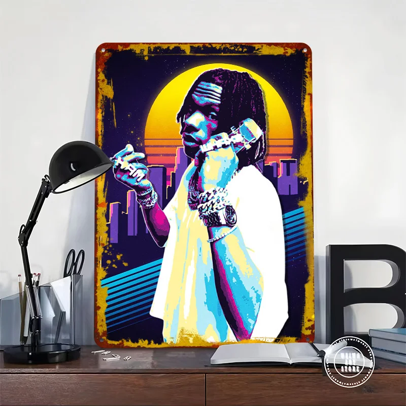 Lil Baby 80s Retro Art Tin Plaque Poster Customized Wall Art Retro Vintage Metal Signs for Man Cave Aesthetic Room Decor Men