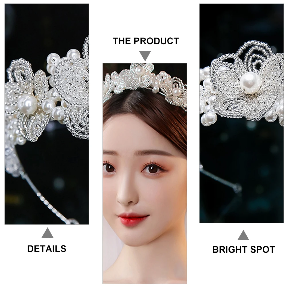 

Bridal Crystal Pearls Headband Wedding Hair Headdress Elegant Party Wear Formal Hairstyle Decoration Comfortable Hairband For