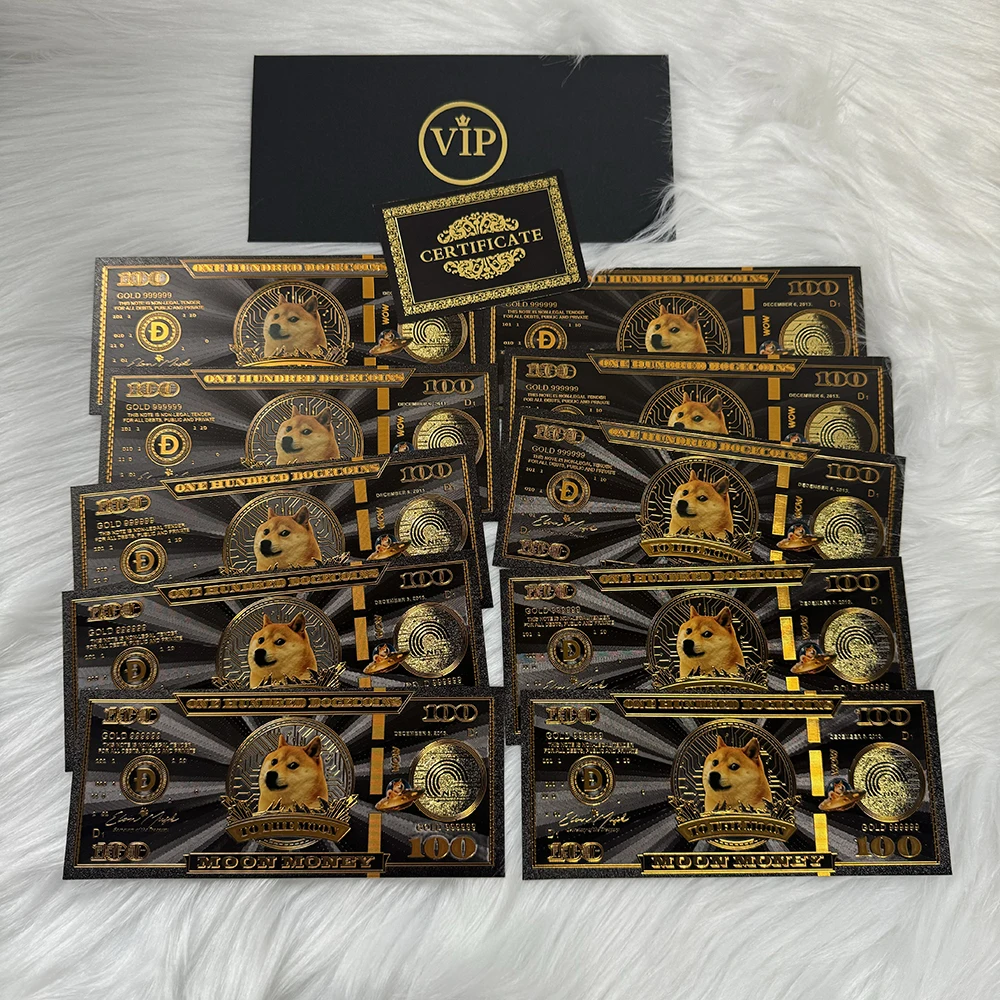 جميلة سوداء مائة Dogecoins القمر المال إلى القمر الأوراق النقدية المشفرة #1