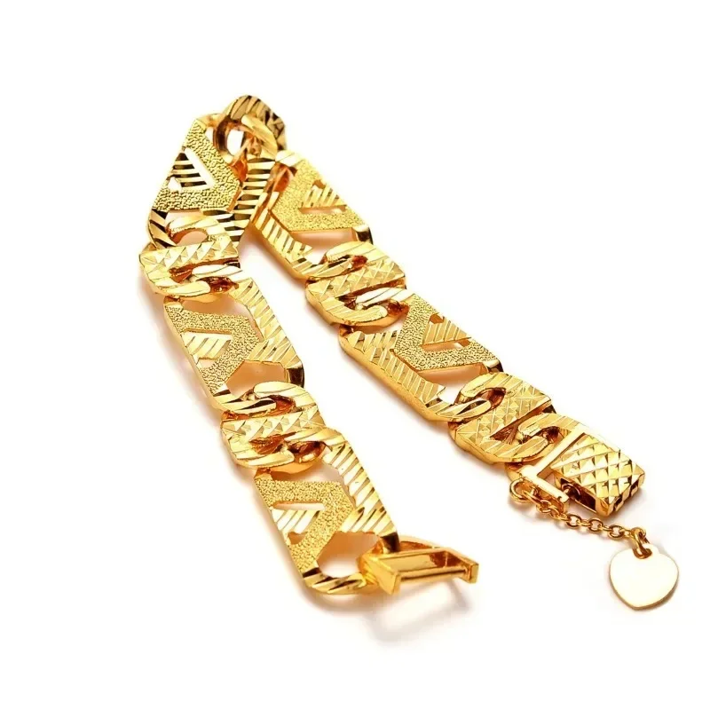 Eldorado Gold   Eldorado 2025 2025Noble AU999 Gold Bracelet Mens Wide Version Fashionable Personality 24K Pure Gold Jewelry Wris