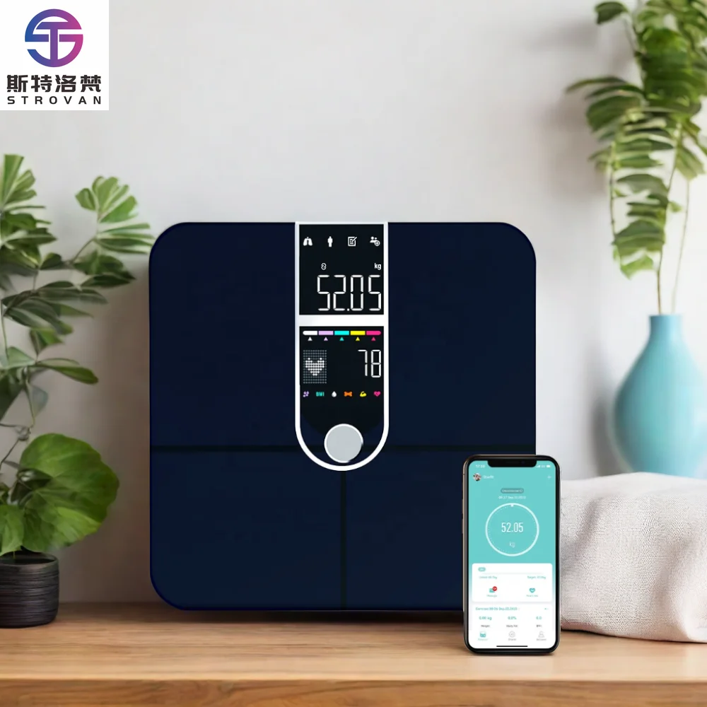 Colorful Dual Screen Digital Display Bathroom Scales Smart Sensor Type Battery Powered for Body Fat & BMI Weight Analysis