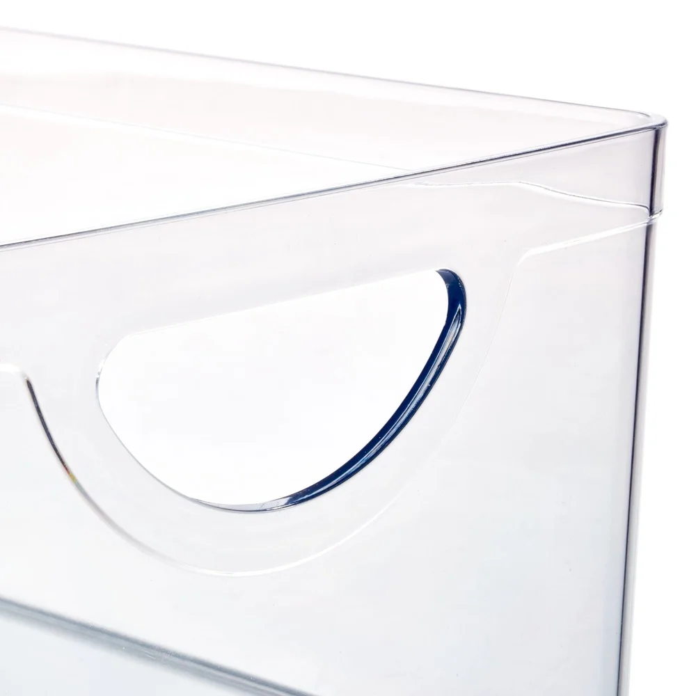 صندوق تنظيم خزانة أمامية مفتوحة من البلاستيك الشفاف قابل للتكديس مع مقابض مدمجة وحاوية تخزين وأدوات المطبخ #3