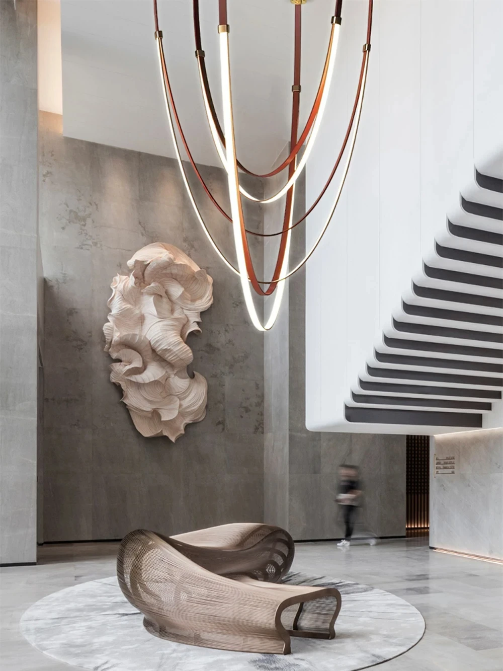 

Dimmable LED Brown Black Leather Belt 2024 Chandelier Lighting Suspension Luminaire Hanging Light Lampen For Living Room