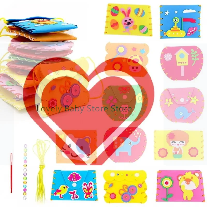【BS】1/3/5/8PCS Kids Sewing Craft Kit DIY Cartoon Wallet Handmade EVA Kit Educational Toys Birthday Gift For Girls Beginners