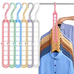 6 Pack Multifunctional Organizer Magic Space Saving Hangers with 9 Holes Storage Organization for Wardrobe Closet