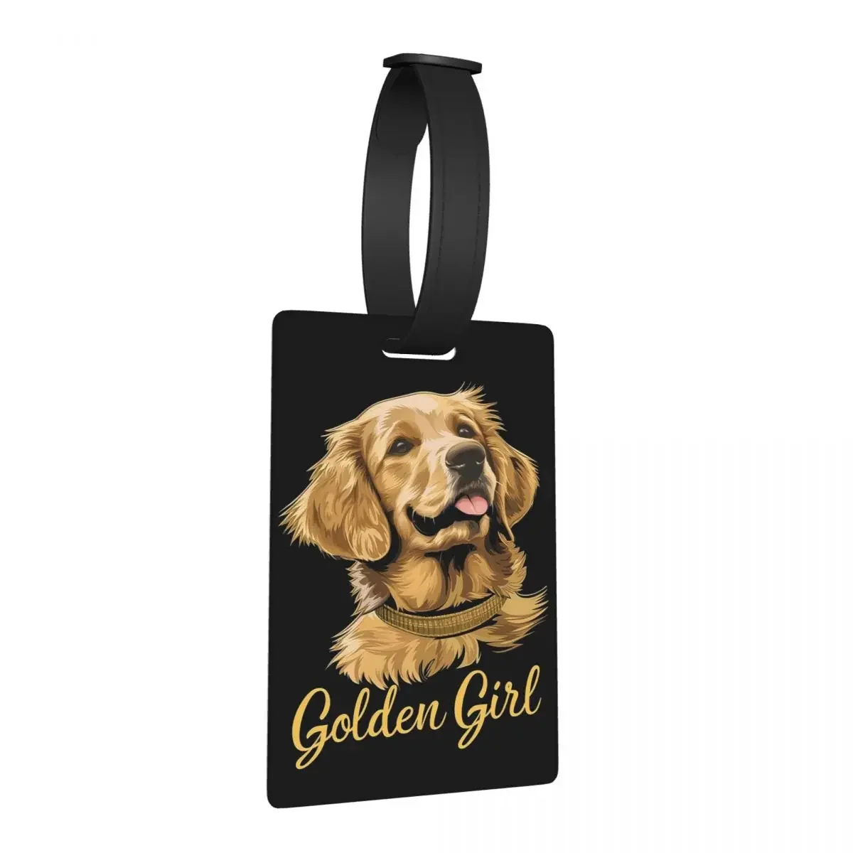 

Golden Retriever Girl Happy Dog Pet Smile Portrait Luggage Tags Suitcase Baggage Boarding Tag Label Holder ID Name Address