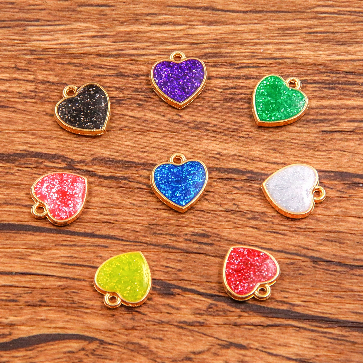 20PCS 11*12mm 8 Color Wholesale Metal Alloy Shiny Heart Charms Drip Oil KC Gold Pendant For Jewelry Making DIY Handmade Craft