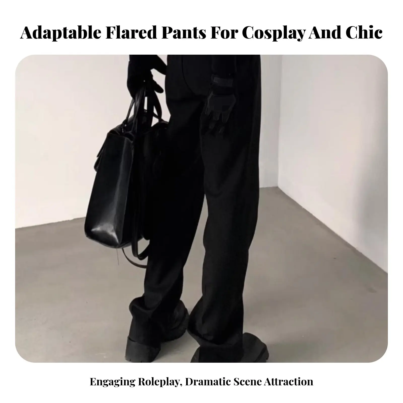 

Split-Split-Leg Flaredd Trousers Extended Long Length Dress Pants Versatile & Design for Cosplayers, Stage Performances