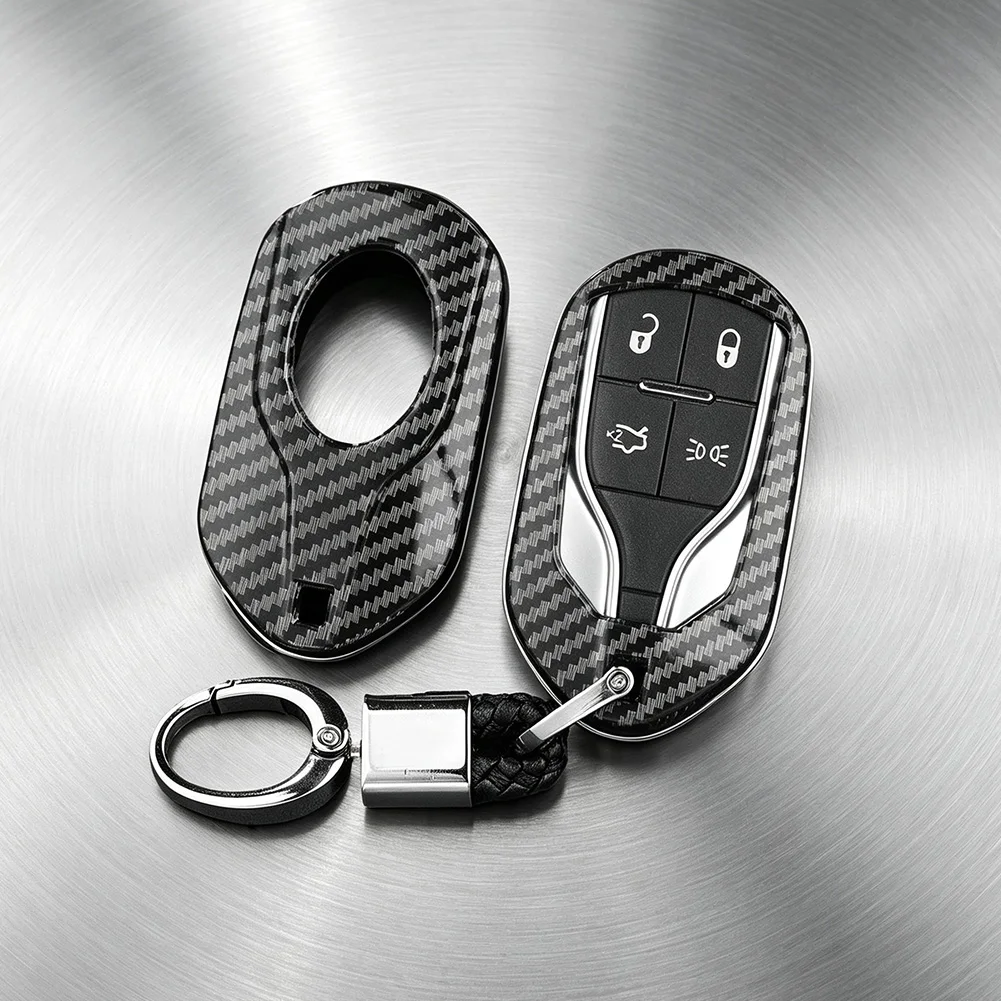 Key Shell for Maserati For Ghibli & Levante Carbon Fiber Style with Key Chain Dust for proof with Strong Signal