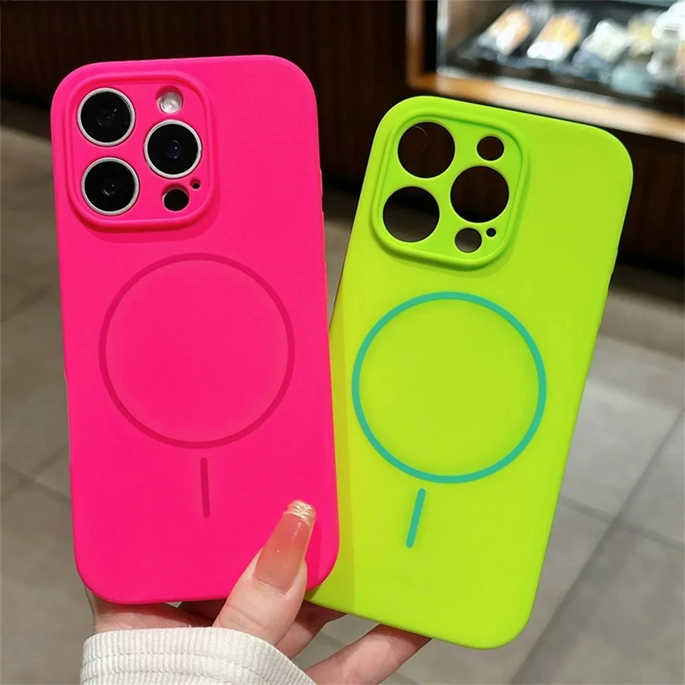 Modische Flüssig-Silikon Magnetische Magsafe-Hülle für iPhone 18 Pro Max 17 16 15 14 13 12 Kabelloses Laden Candy Anti-Drop Cover