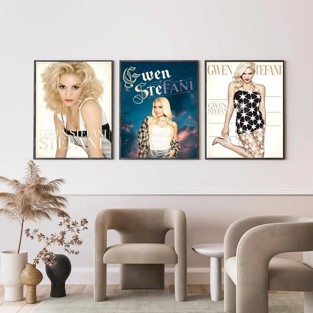 music Gwen Stefani Poster Poster HD Self-Adhesive Art Print Waterproof Wall Decor for Bedroom Living Room Decor Gift