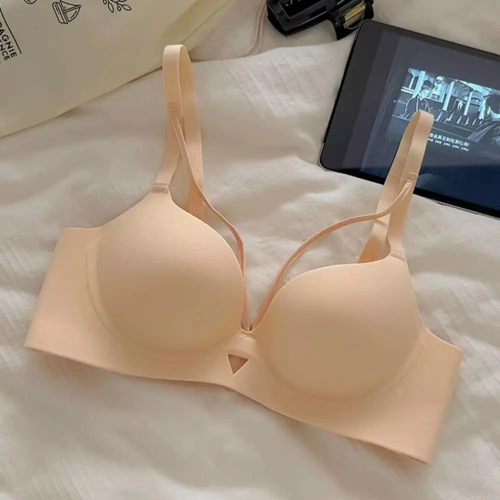 Comfortabele 3/4 Cup Push-Up Bh Vrouwen Diepe V Anti-Verzakking Naadloze Ondergoed Lingerie Verzamelde Borsten Draadloze Diepe V beha Geschenken