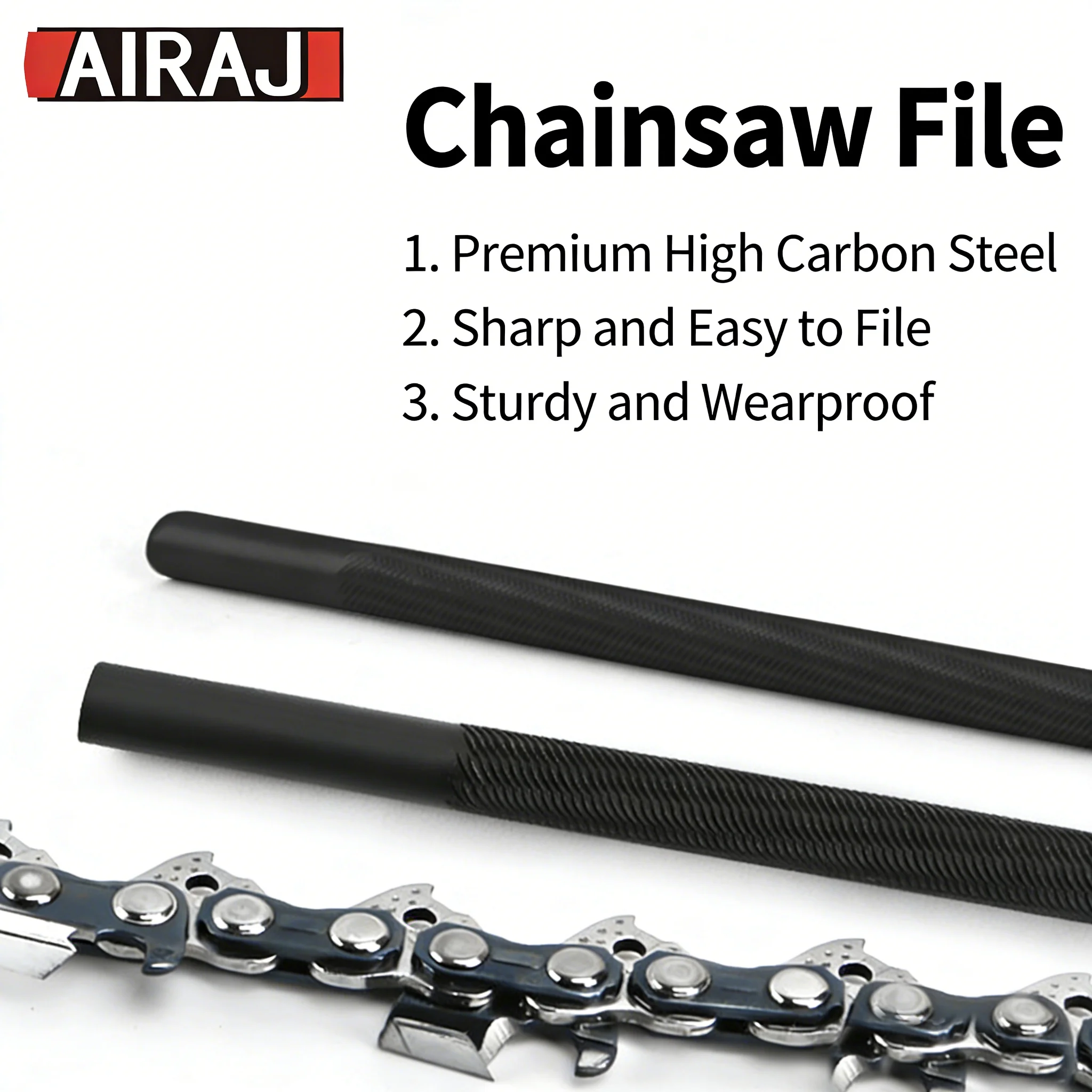 Round Chainsaw File High Carbon Steel Sharpener Durable Hand Grinding File Woodworking Chainsaw Chain Sharpening Tool