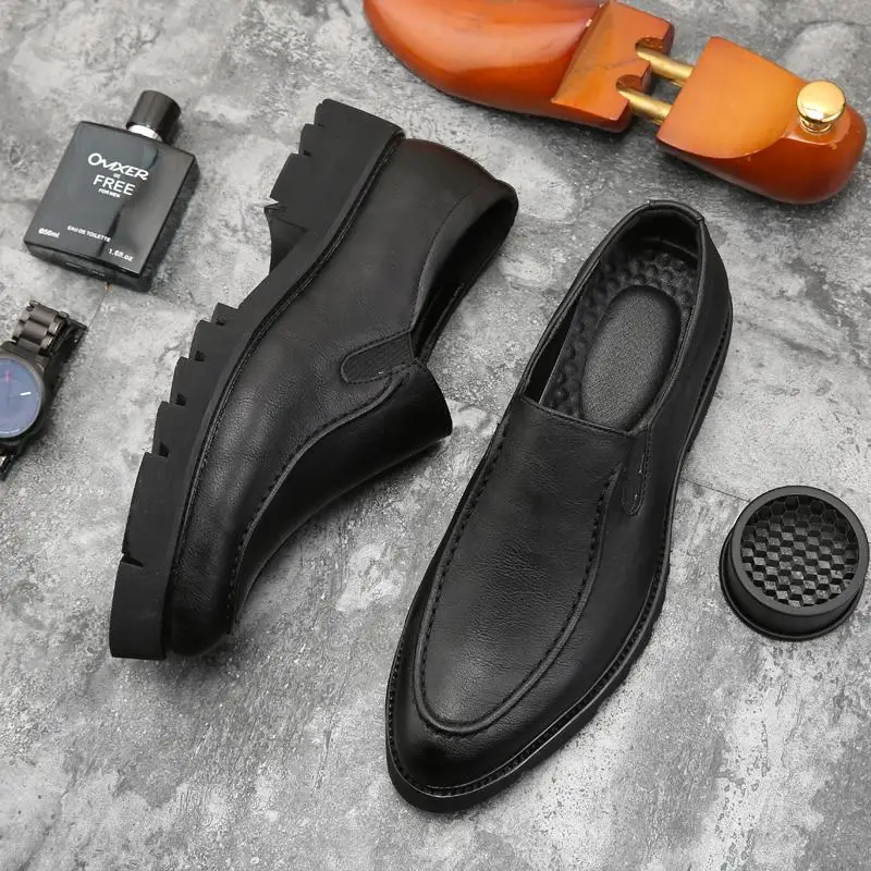 

Мужские лоферы, деловая обувь из искусственной кожи на толстой подошве, мужские кроссовки, одношаговая британская повседневная обувь с низким берцем JZ-5100