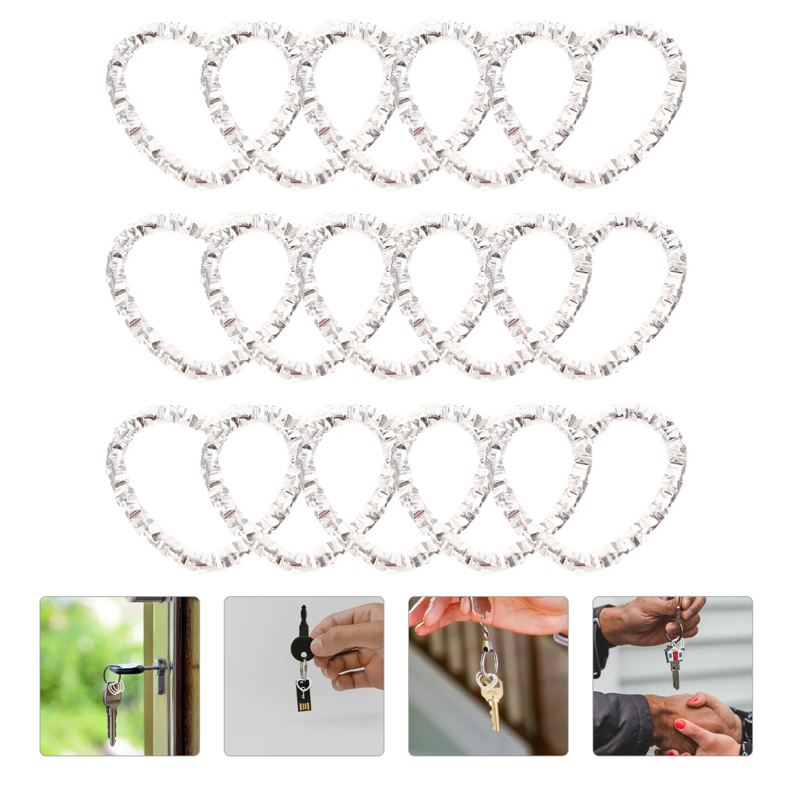 

100Pcs Heart Linking Rings Lightweight Alloy DIY Jewelry Earrings Pendants Craft Making Keychain Charms Heart Charm