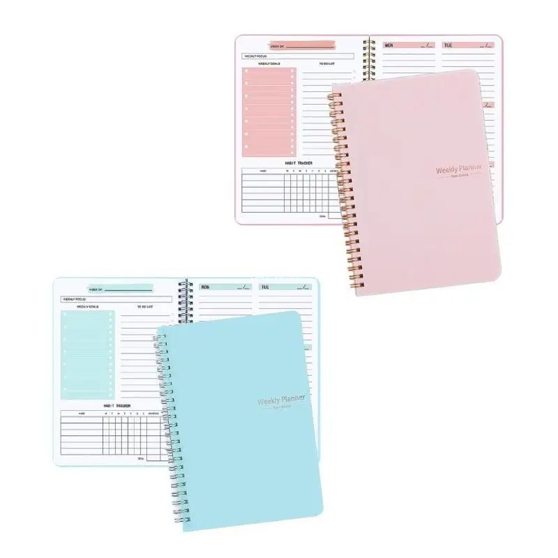 

Coil-binding Planner Weekly Planner Notebook Undated Academic Planner 104 Page for Student Teacher Planning Scheduling Dropship