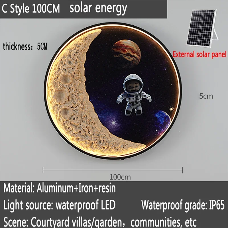 BERTH Solar Outdoor Mural Lamp 1 Meter Diameter Circular Landscape Waterproof Mural  Villa Courtyard Decoration Painting