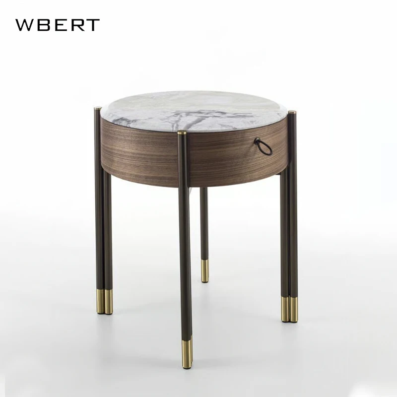 

Italian Minimalist Modern Round Design for Hotel Guesthouse Villa Bedroom Furniture Wooden Bedside Cabinet