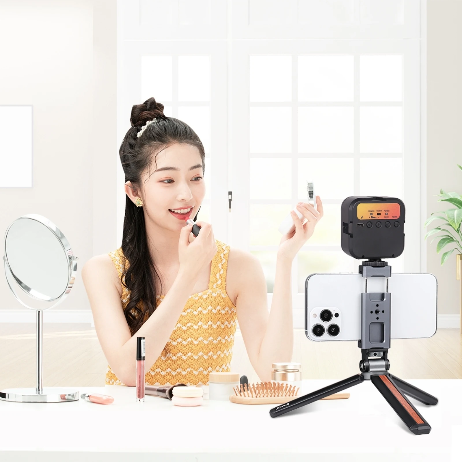 PULUZ-سبائك الألومنيوم حامل المشبك الهاتف ، قوس الأحذية الباردة