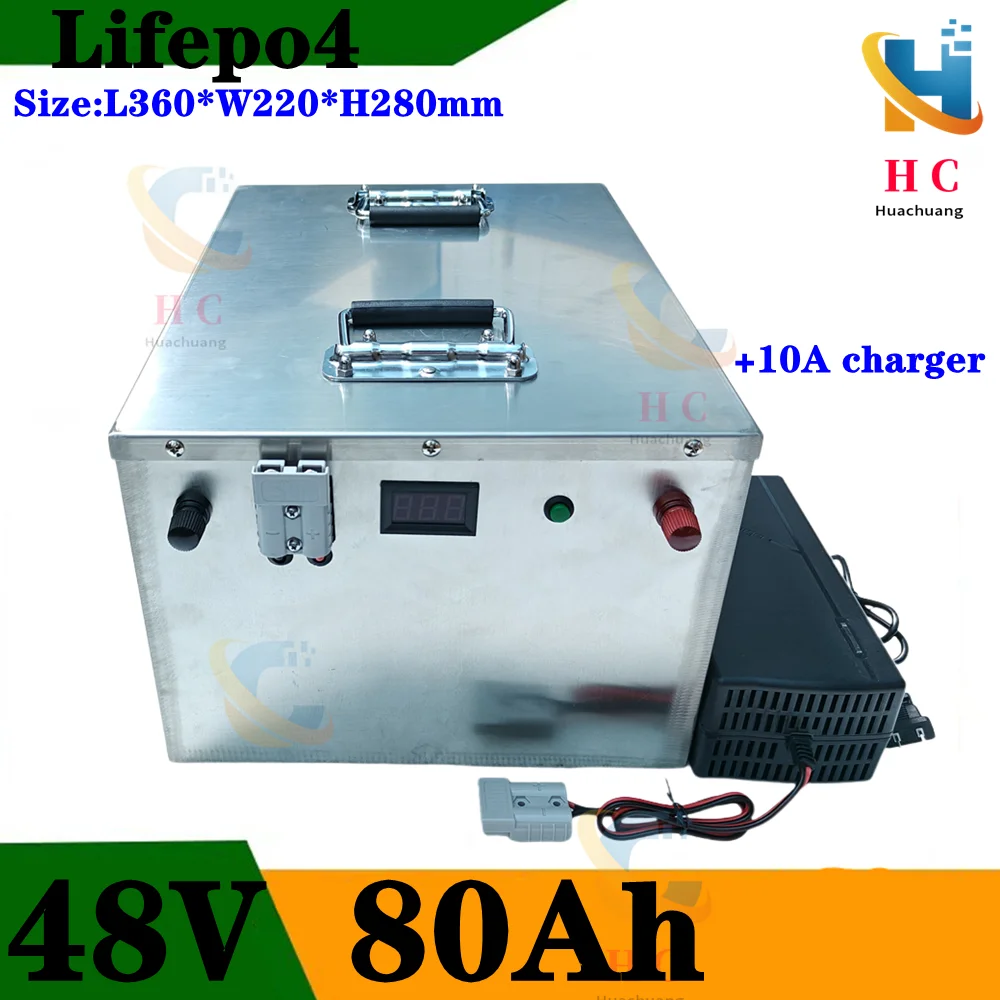 

48V 80Ah Lifepo4 lithium battery Lithium iron phosphate with BMS for 6000w 4000w Scooter bike golf cart RV bike +10A charger