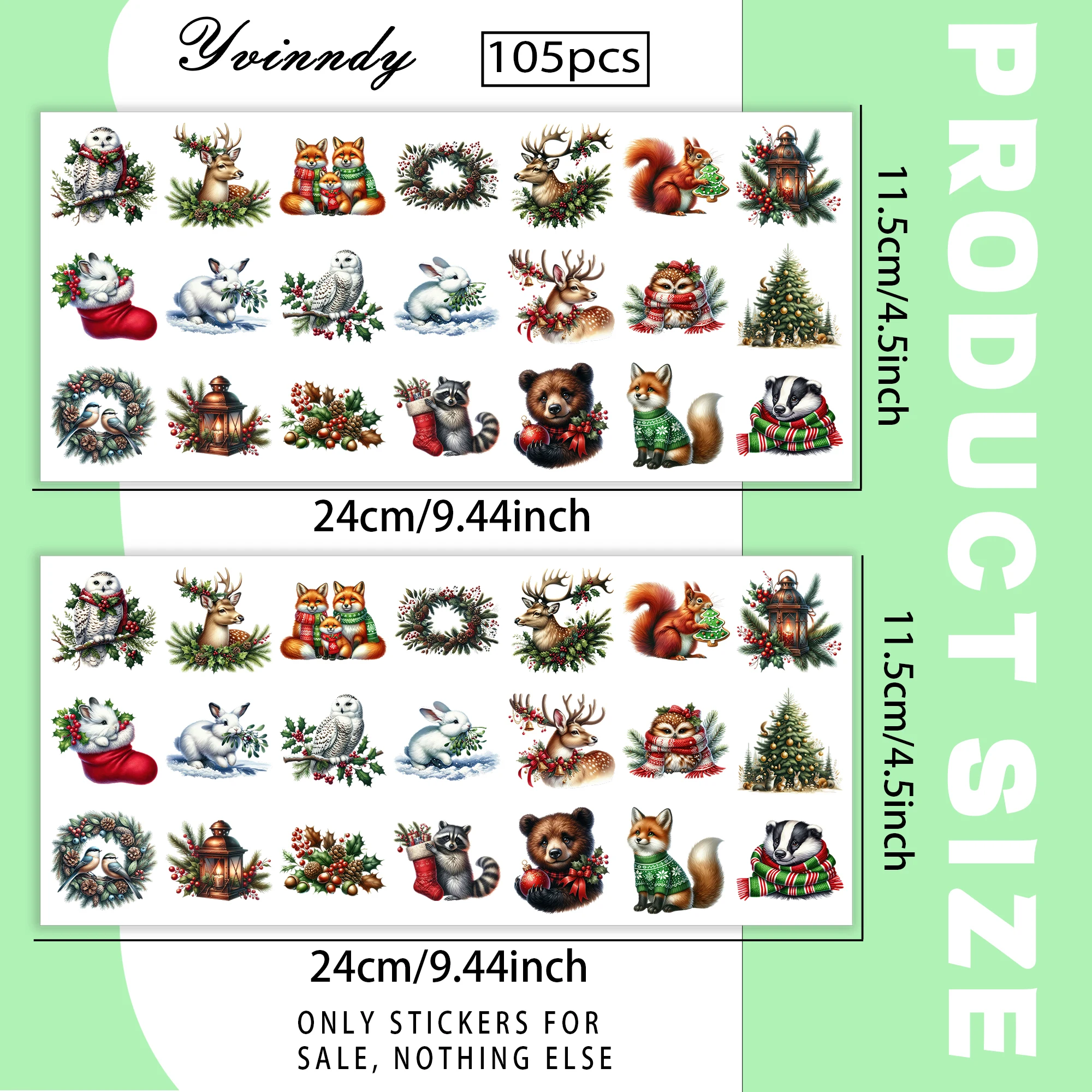 105Pcs/Set Winter Forest Animals Keychain Transfer Paper UV DTF Transfer Paper Durable High-viscosity Transfer Paper