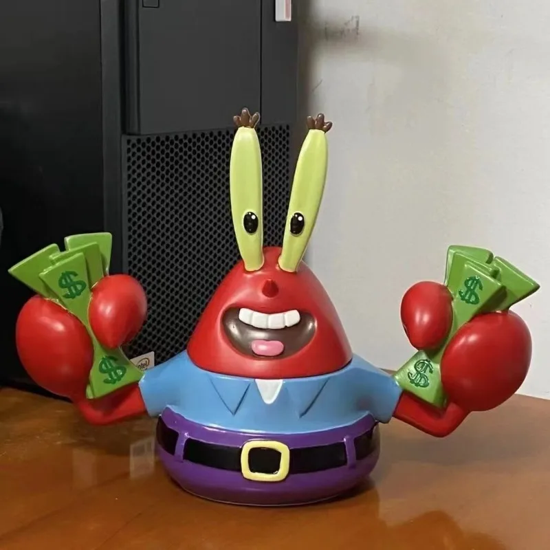 Cute Mr. Krabs Money Coin Bank Storage Jar Figurine Lucky Crab Desk Decor Table Ornament Collectible Office Toy Birthday Gift