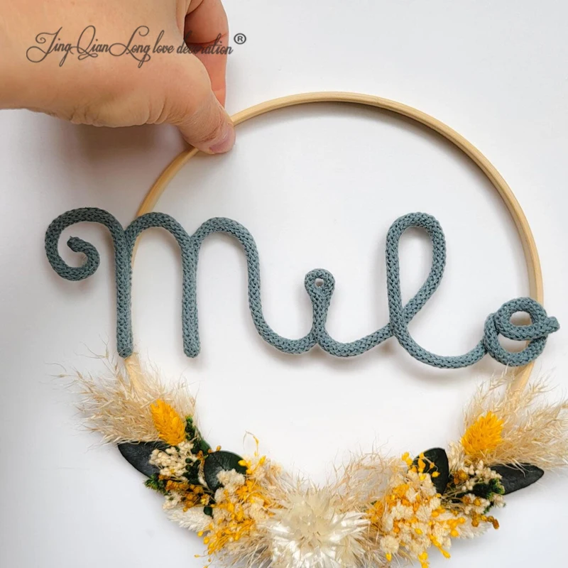 Personalized Boho Baby Room Decor: Custom  Natural Handmade Name,  Personalised knitted Name Sign,