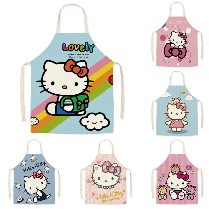 New Sanrio Hello Kitty Cute Adult Cartoon TK Sleeveless Apron Cute Kawaii Kitchen Cooking Fabric Home Furnishing Universal Apron