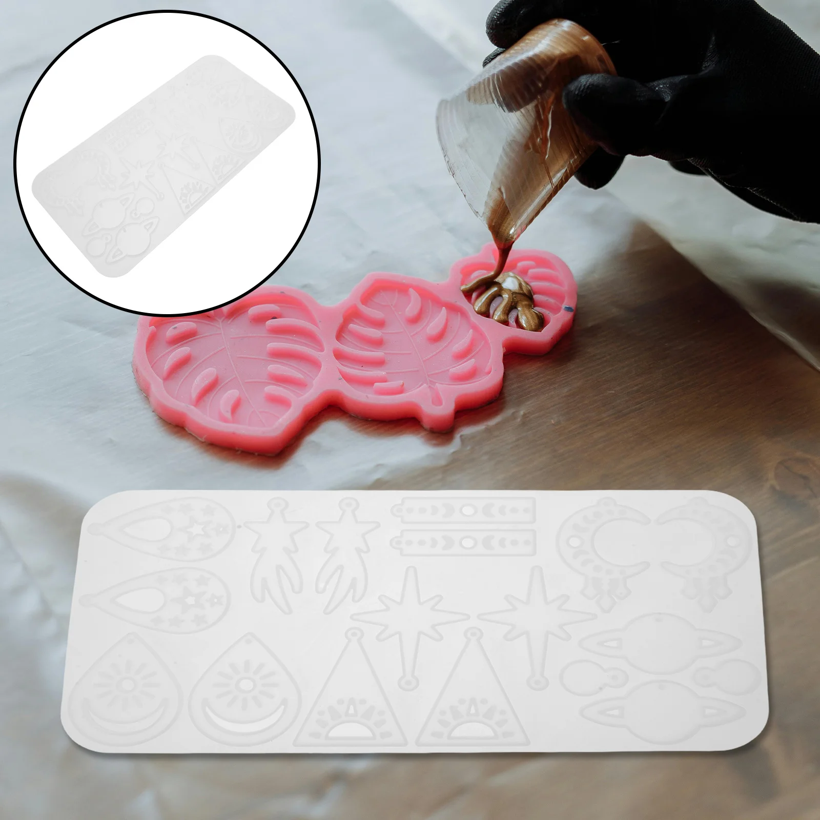 قوالب الراتنج القرط لتقوم بها بنفسك قوالب قلادة سيليكون هندسية نجمة القمر شكل المفاتيح الحرفية الراتنج قوالب الصب مجوهرات سيليكون #1