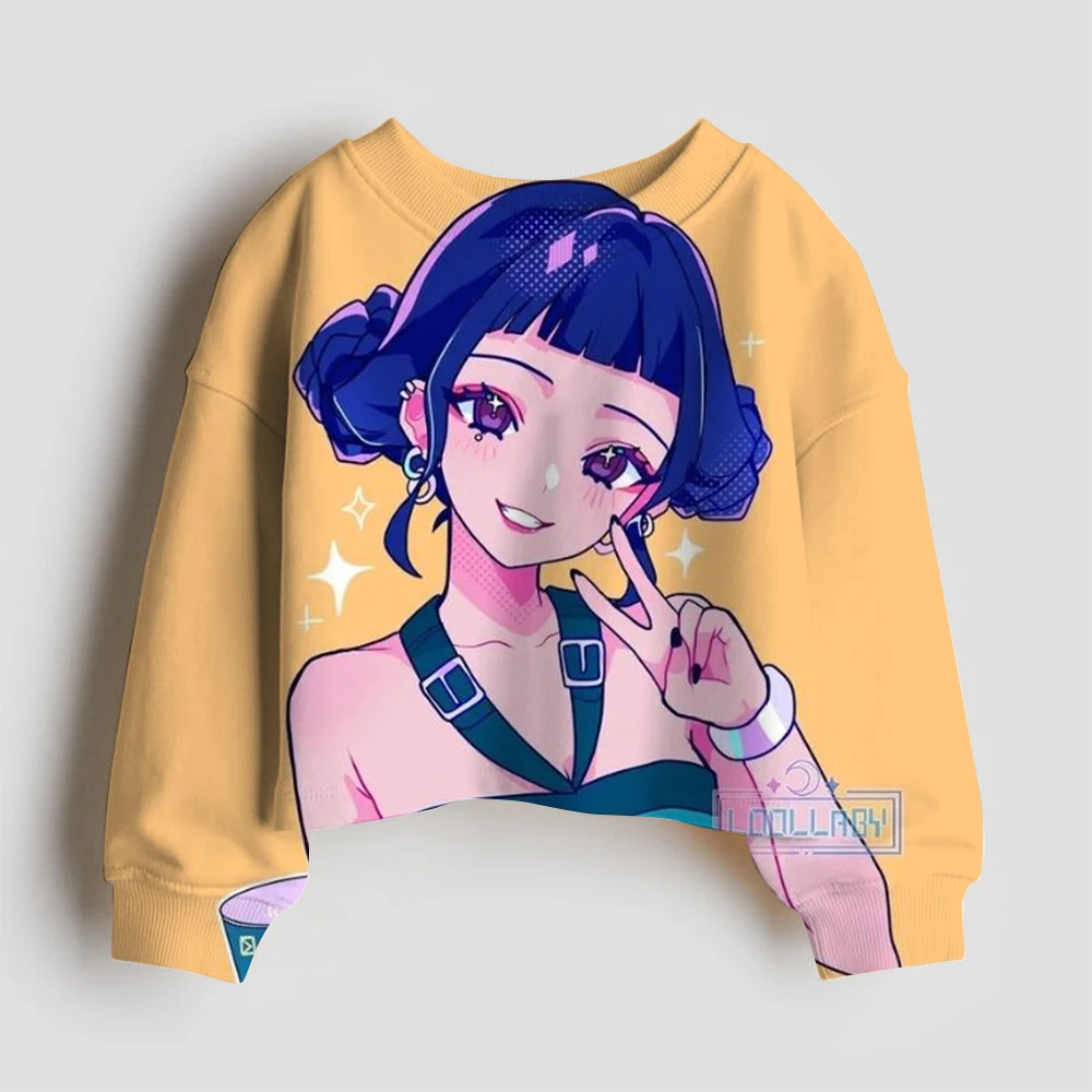 KPop شيطان الصيادين البلوز Huntrix أنيمي الكرتون ربيع الخريف الملابس التعادل صبغ تنوعا طويلة الأكمام الفتيات الاتجاه الترفيه القمم