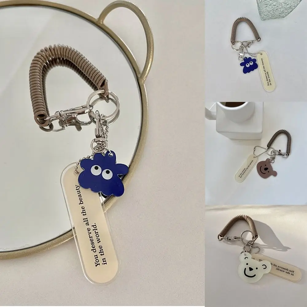 

Unique Cartoon Bear Spring Coil Key Chain Acrylic Korean Style Cartoon Lanyard Key Holder Key Ring Ornaments Gift